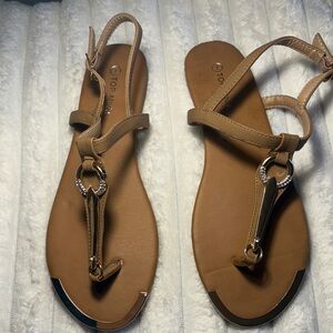 TOP Moda Brown Sandals with Silver Accents